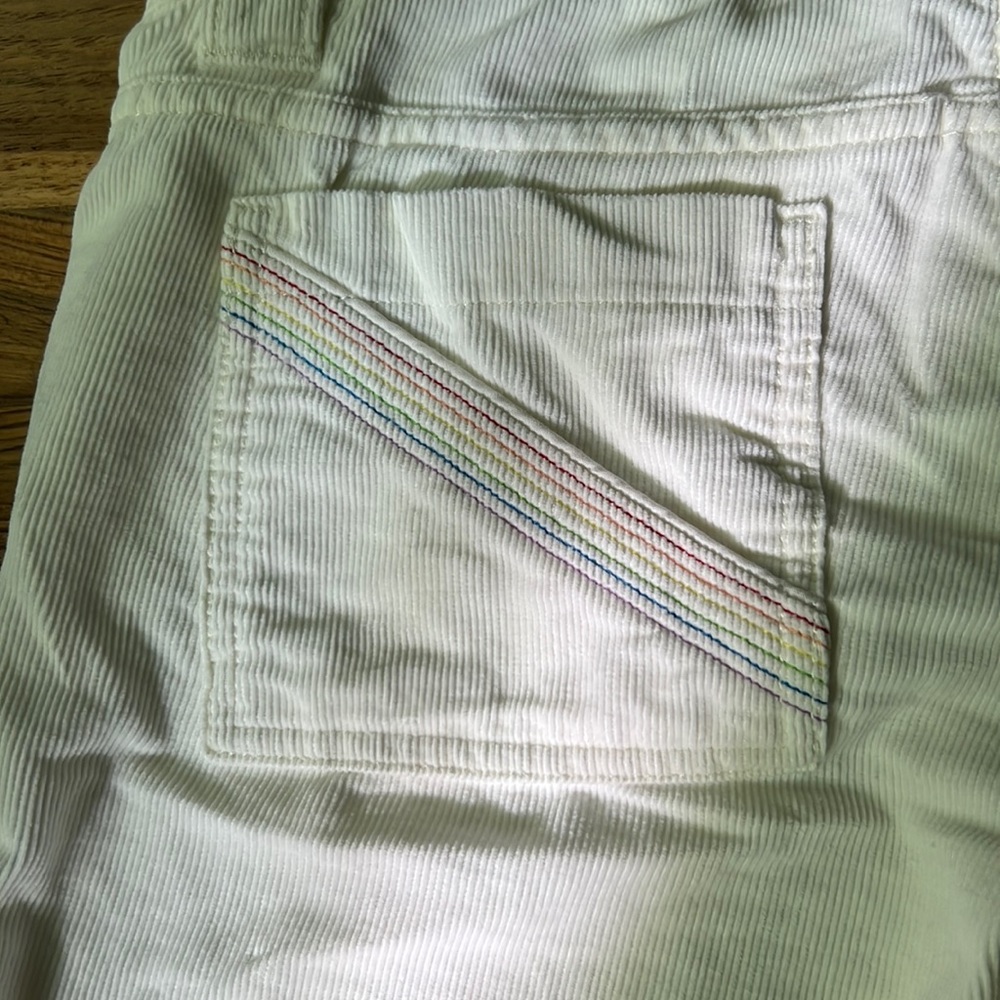 Vintage 90s OP White Corduroy Pride shorts 8 Bermuda surf skate beach cords - Picture 3 of 5